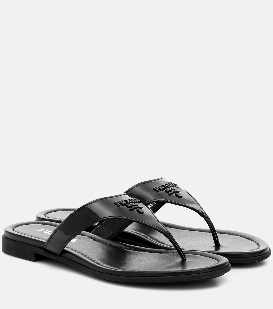 Tongs en cuir verni | Prada