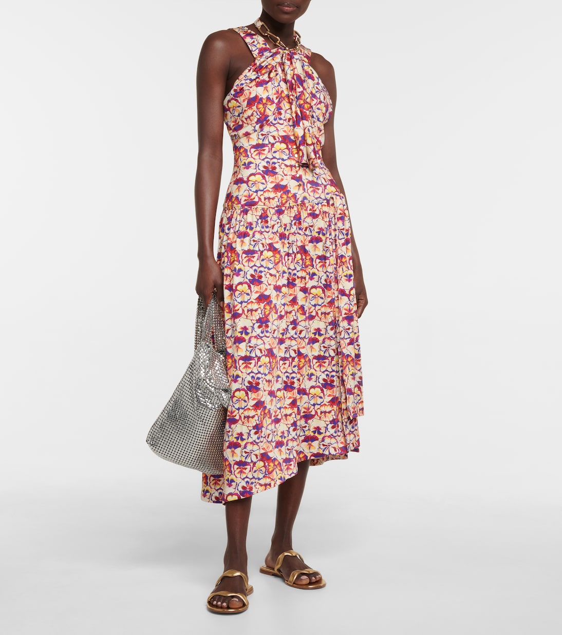 Chainlink floral jersey midi dress | Rabanne