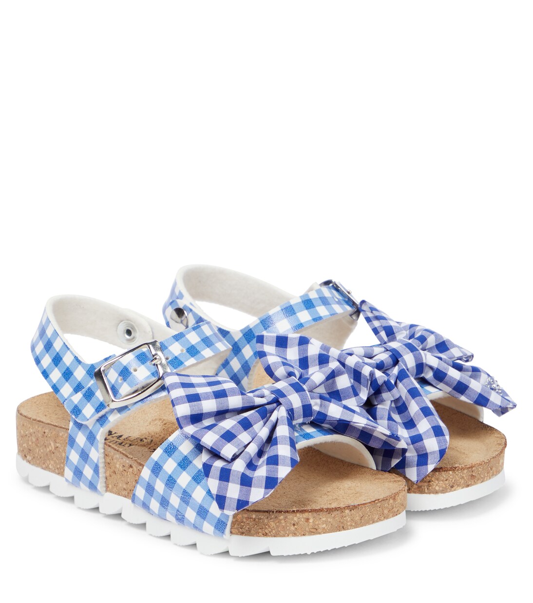 Bow-trimmed checked sandals | Monnalisa