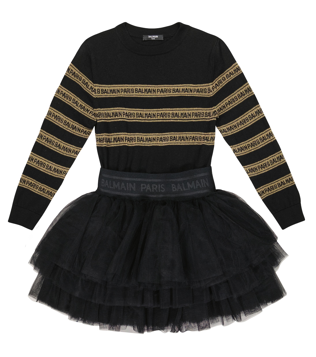 Pulloverkleid mit Tüll | Balmain Kids