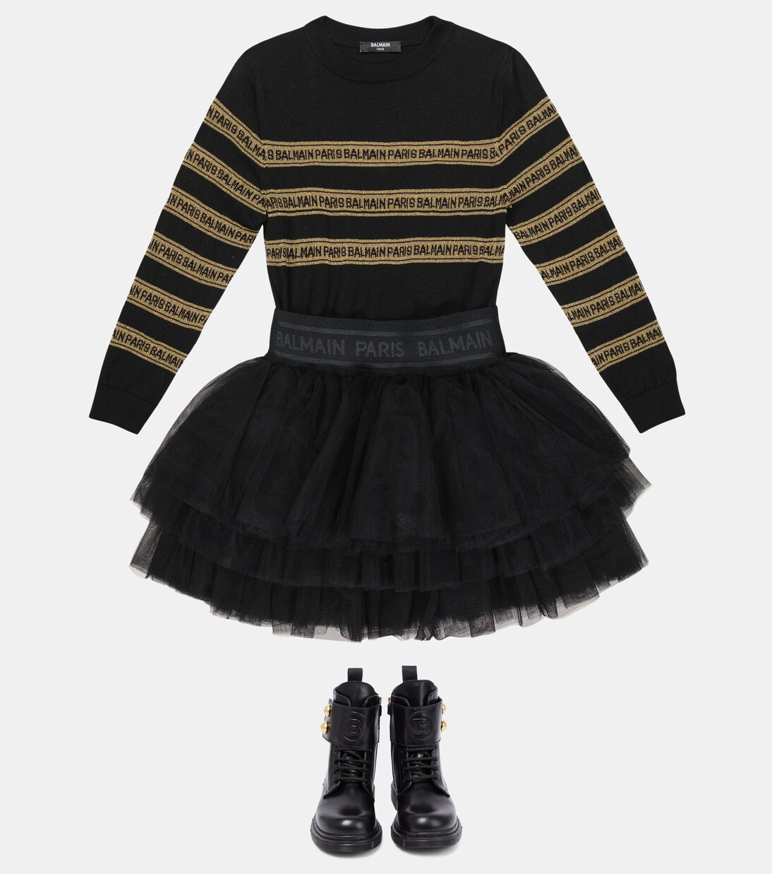 Pulloverkleid mit Tüll | Balmain Kids