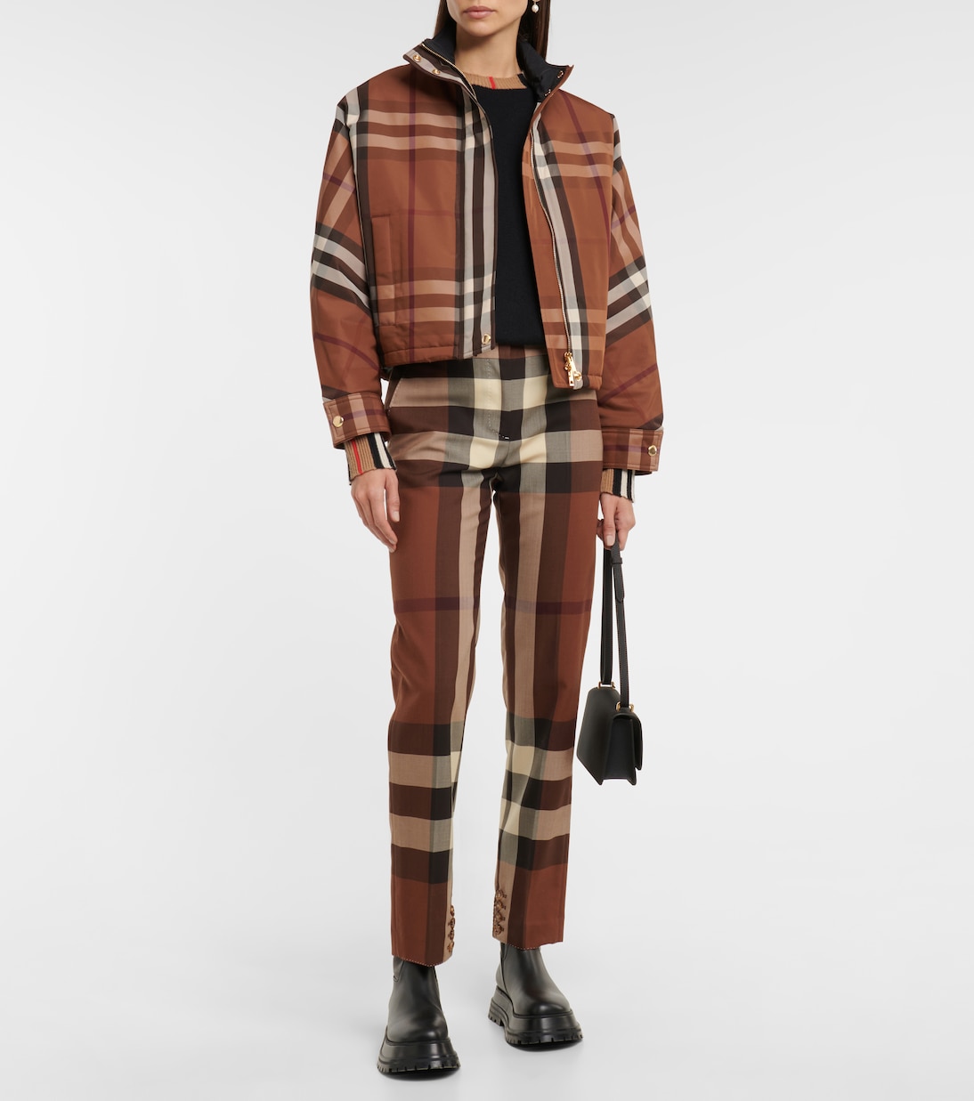 Checked funnel-neck jacket | Burberry
