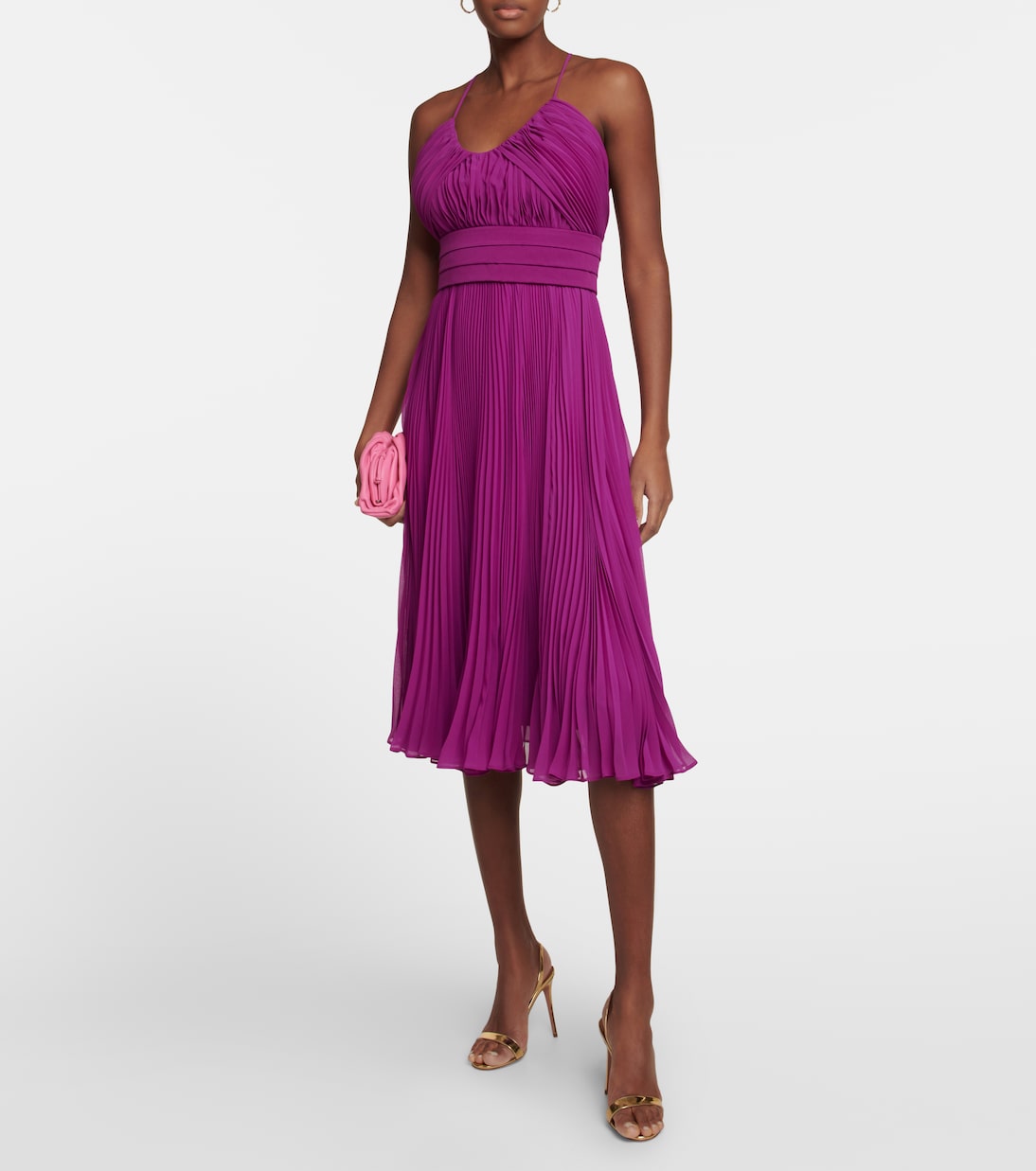 Clarino pleated georgette midi dress | Max Mara