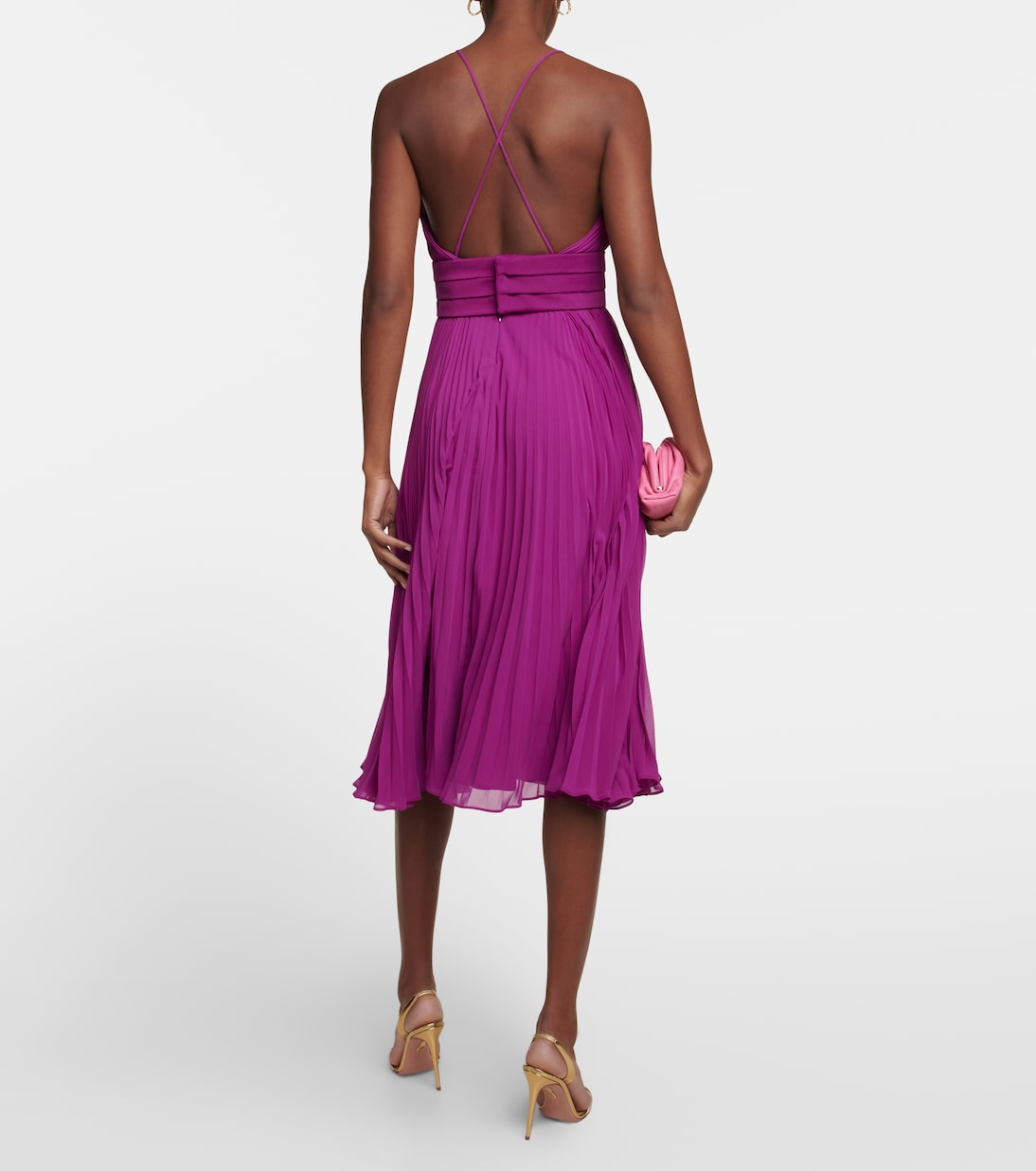 Clarino pleated georgette midi dress | Max Mara