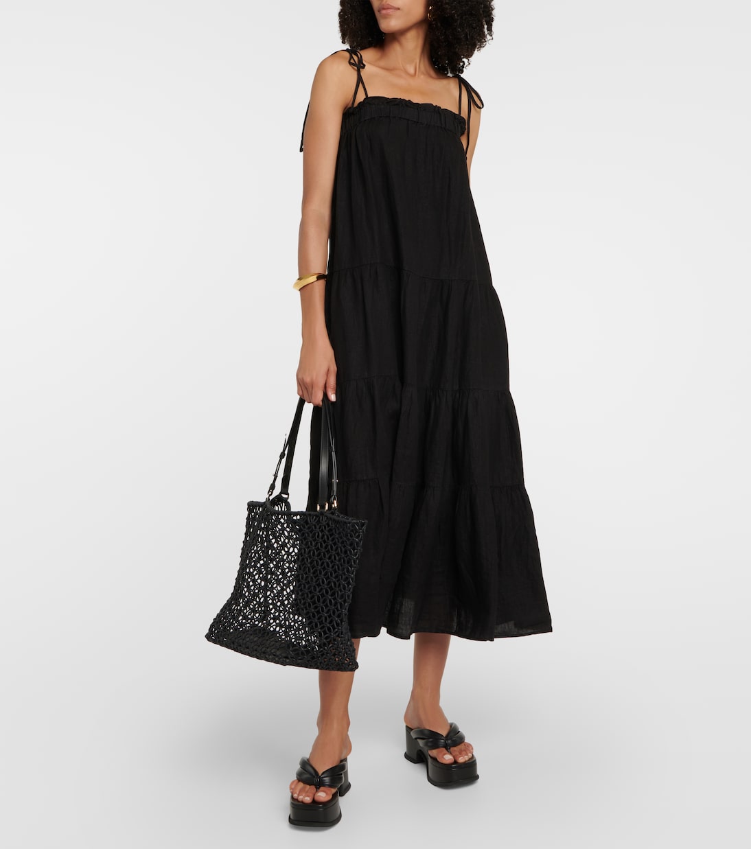 Charlie tiered linen maxi dress | Velvet