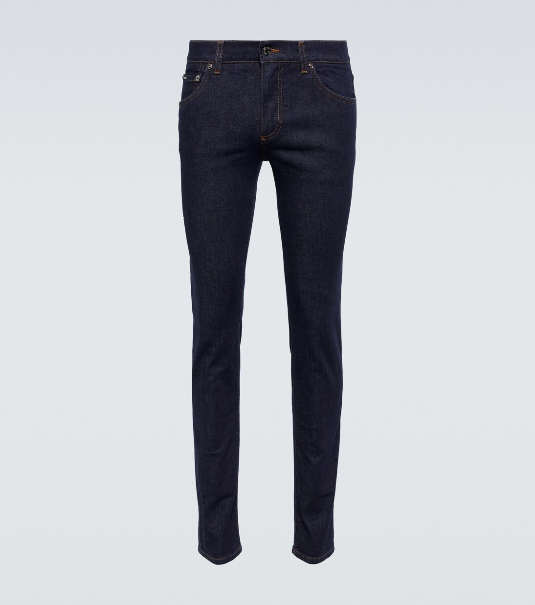 Dolce & Gabbana Dark Blue Cotton Logo Skinny Denim Jeans main image 0