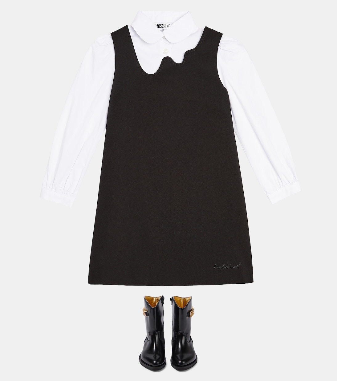 Logo patent leather cowboy boots | Moschino Kids