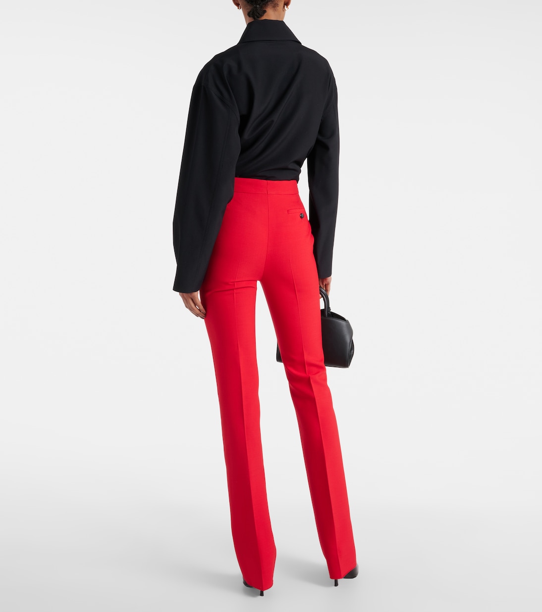 Pantaloni regular in lana vergine a vita alta | Ferragamo