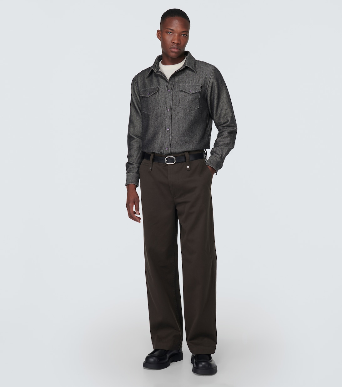 Camisa de sarga de algodón y cachemir | God's True Cashmere