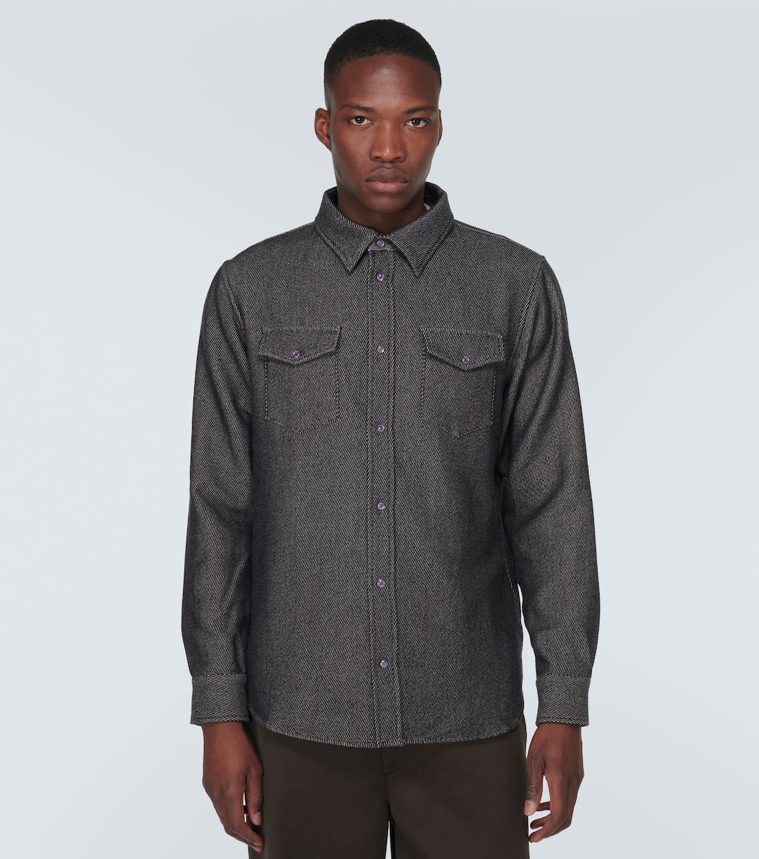 Camisa de sarga de algodón y cachemir | God's True Cashmere