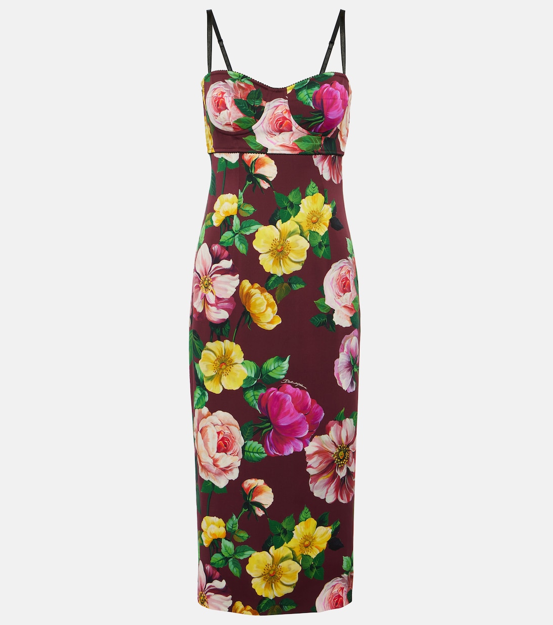 Floral silk-blend bustier midi dress | Dolce&Gabbana