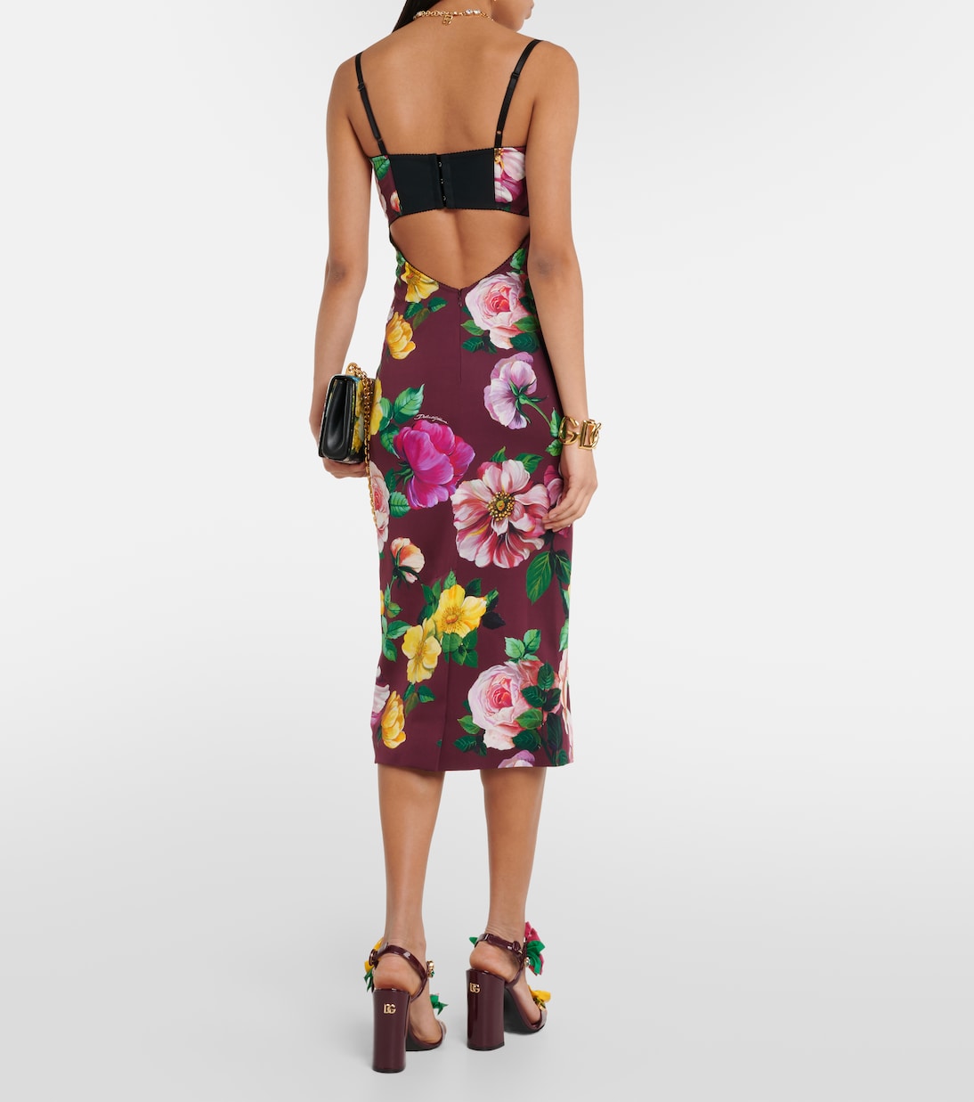 Floral silk-blend bustier midi dress | Dolce&Gabbana