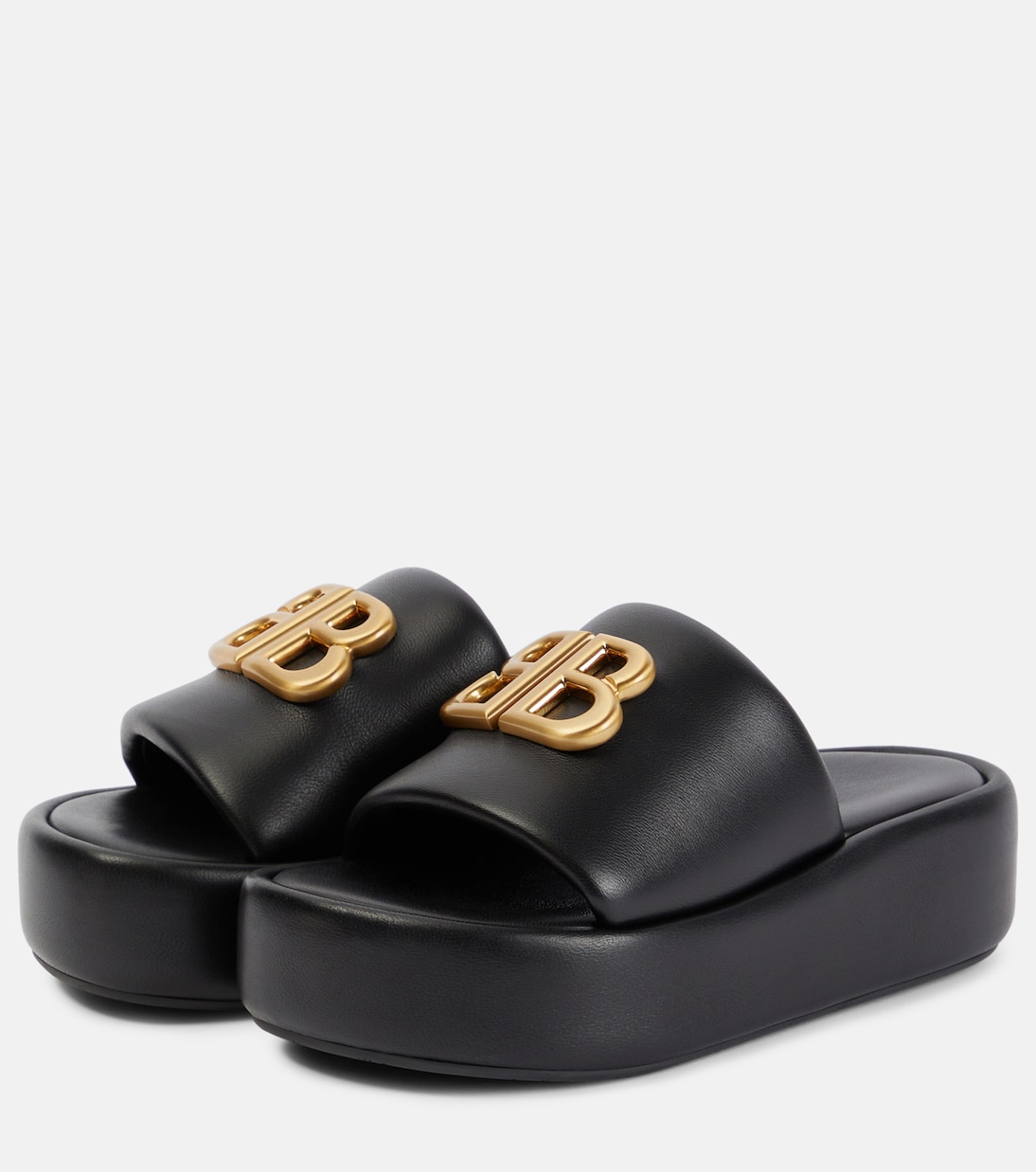 Rise BB leather platform slides | Balenciaga