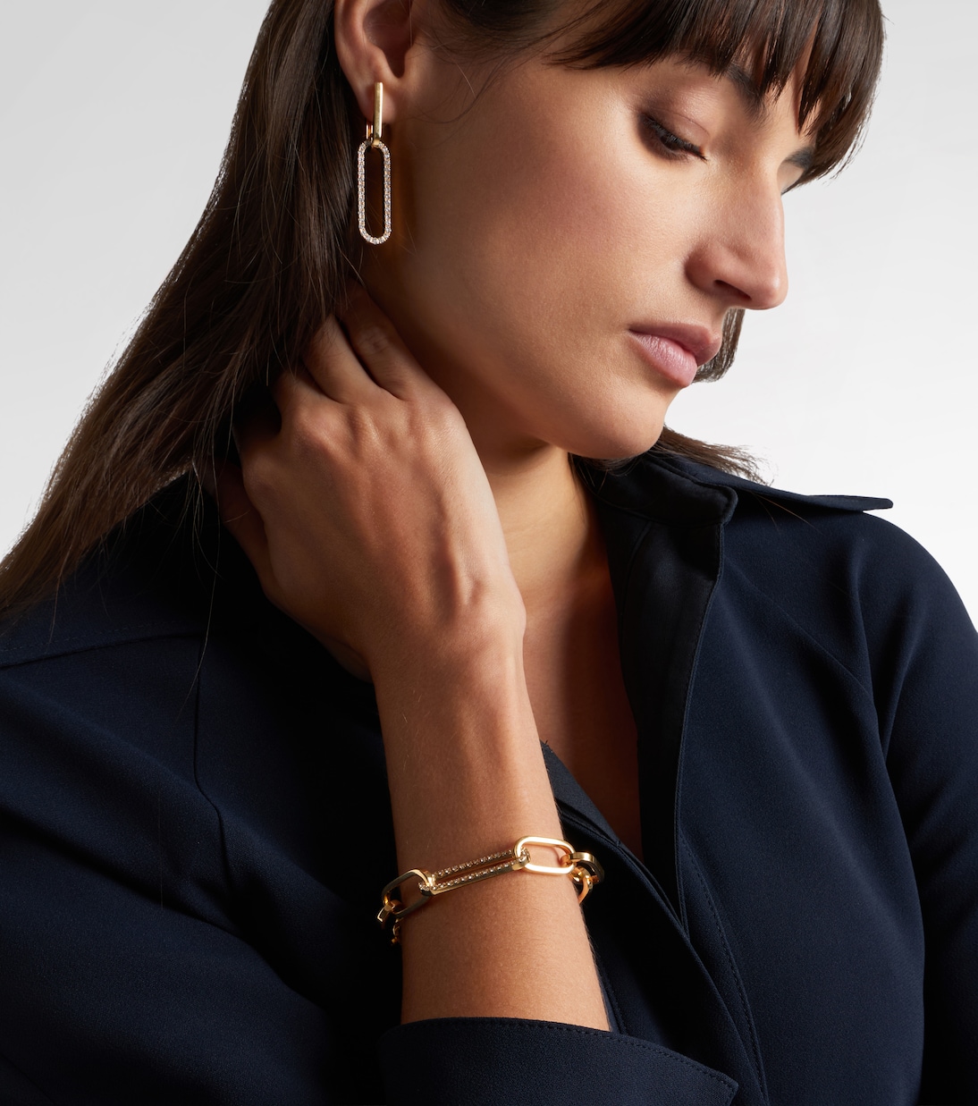 Link 18kt gold hoop earrings with diamonds | Bucherer Fine Jewellery