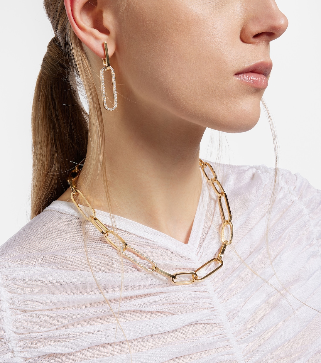 Link 18kt gold hoop earrings with diamonds | Bucherer Fine Jewellery