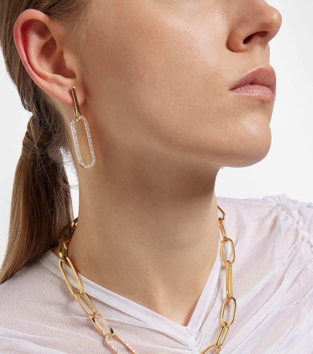 Link 18kt gold hoop earrings with diamonds | Bucherer Fine Jewellery