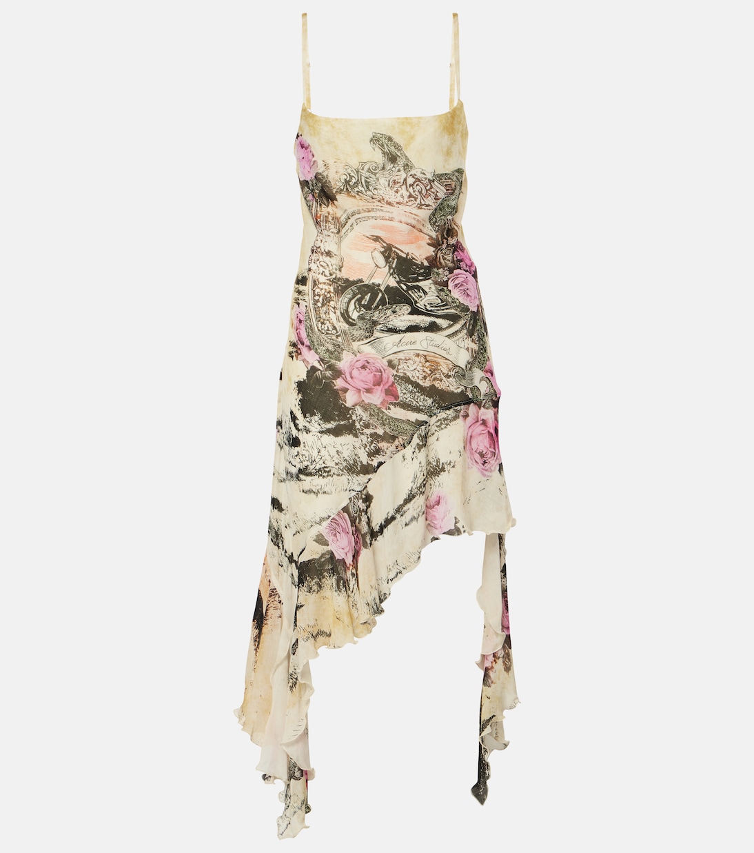 Asymmetric printed crêpe minidress | Acne Studios