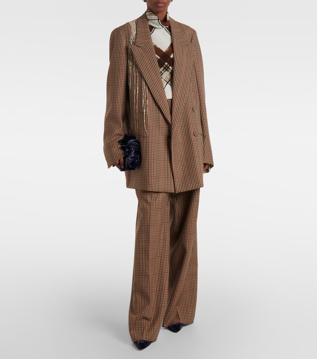 Embellished checked wool blazer | Dries Van Noten