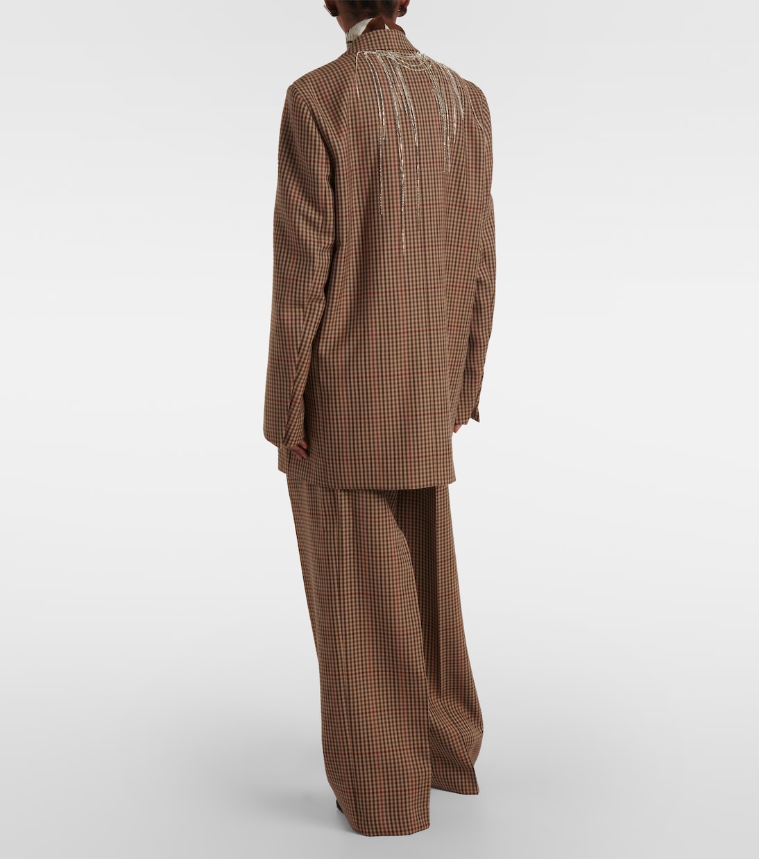 Embellished checked wool blazer | Dries Van Noten