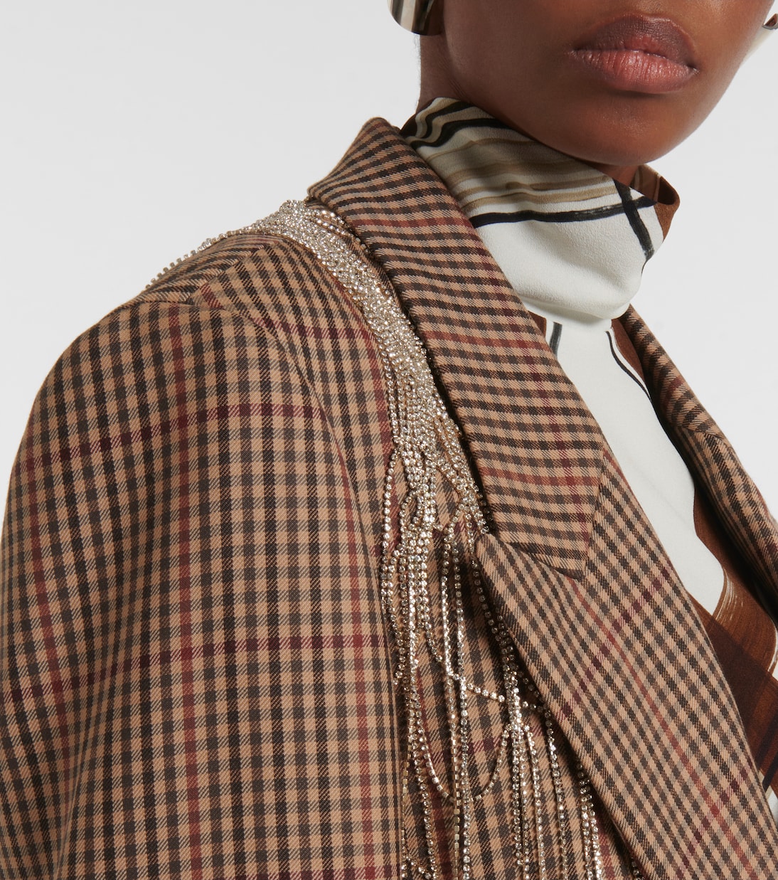 Embellished checked wool blazer | Dries Van Noten