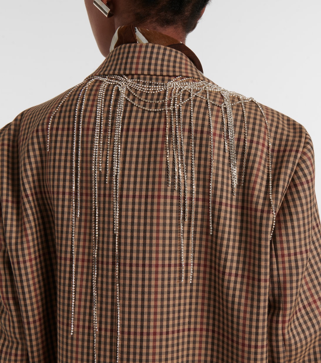 Embellished checked wool blazer | Dries Van Noten