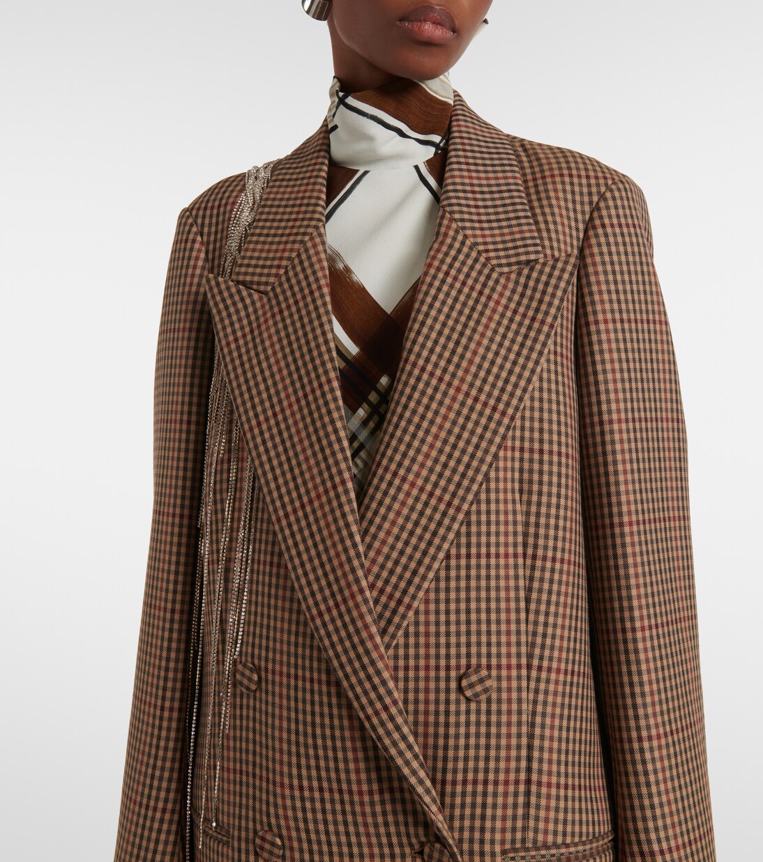 Embellished checked wool blazer | Dries Van Noten