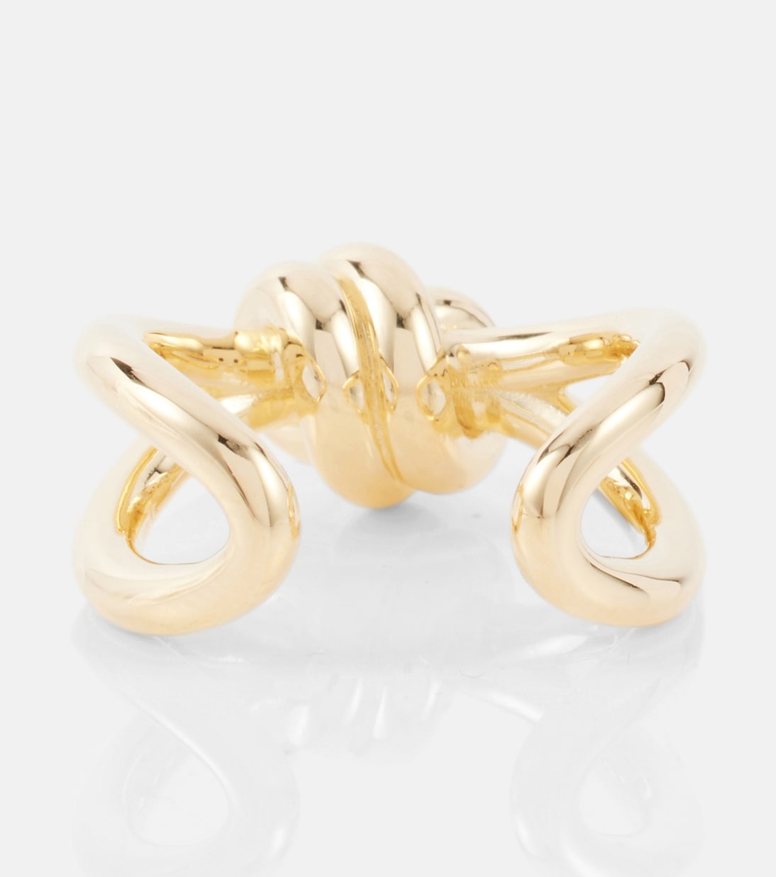 Anello in argento sterling placcato oro Bottega Veneta Knot, stile giovane e moderno