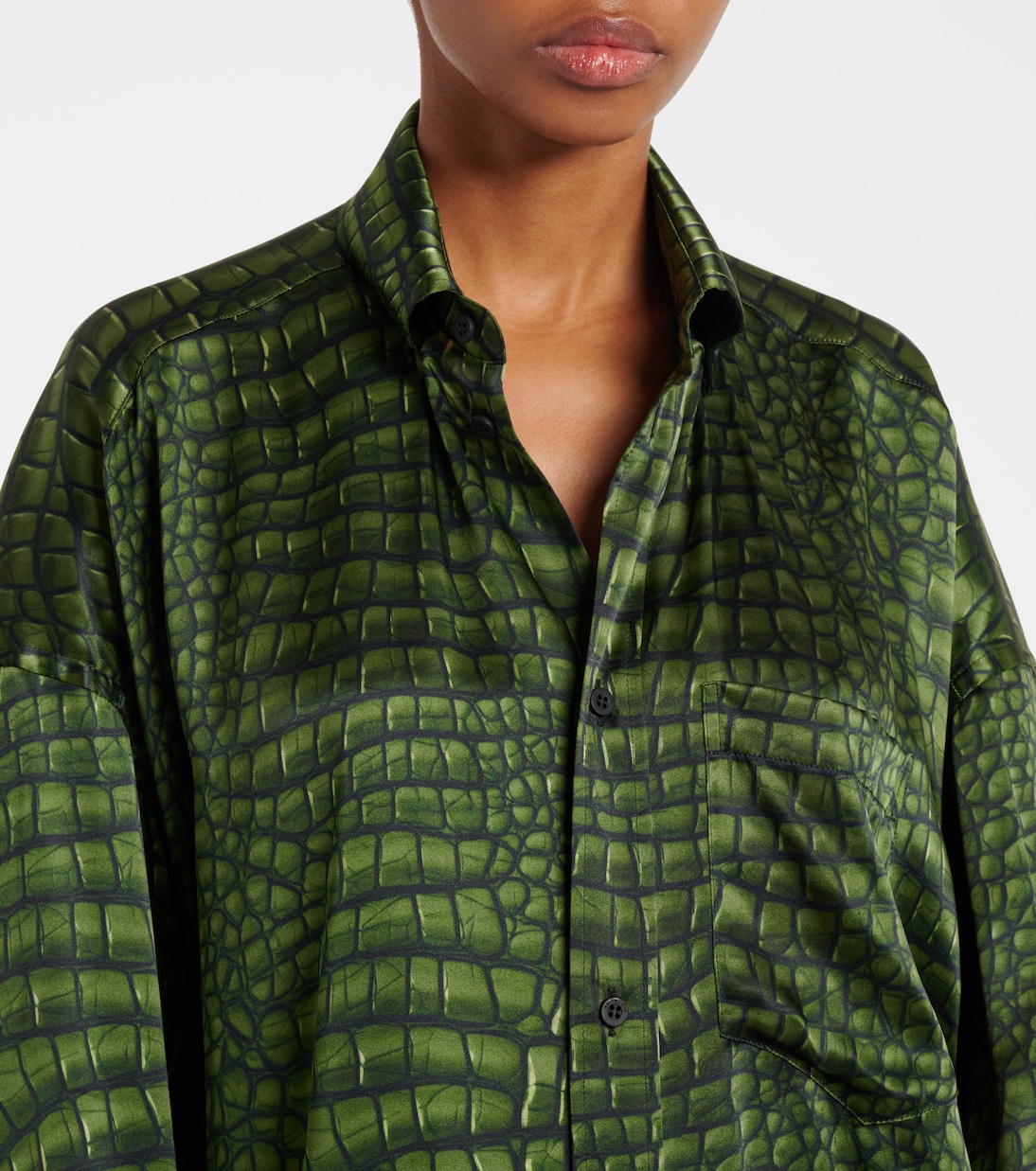 Camicia oversize Cocoon in raso con stampa | Balenciaga