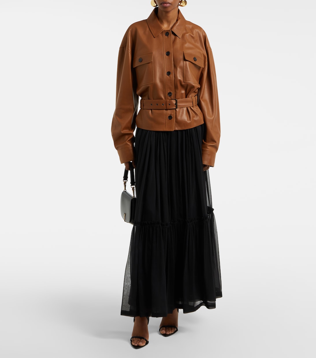 Giacca in pelle Saharienne cropped | Saint Laurent
