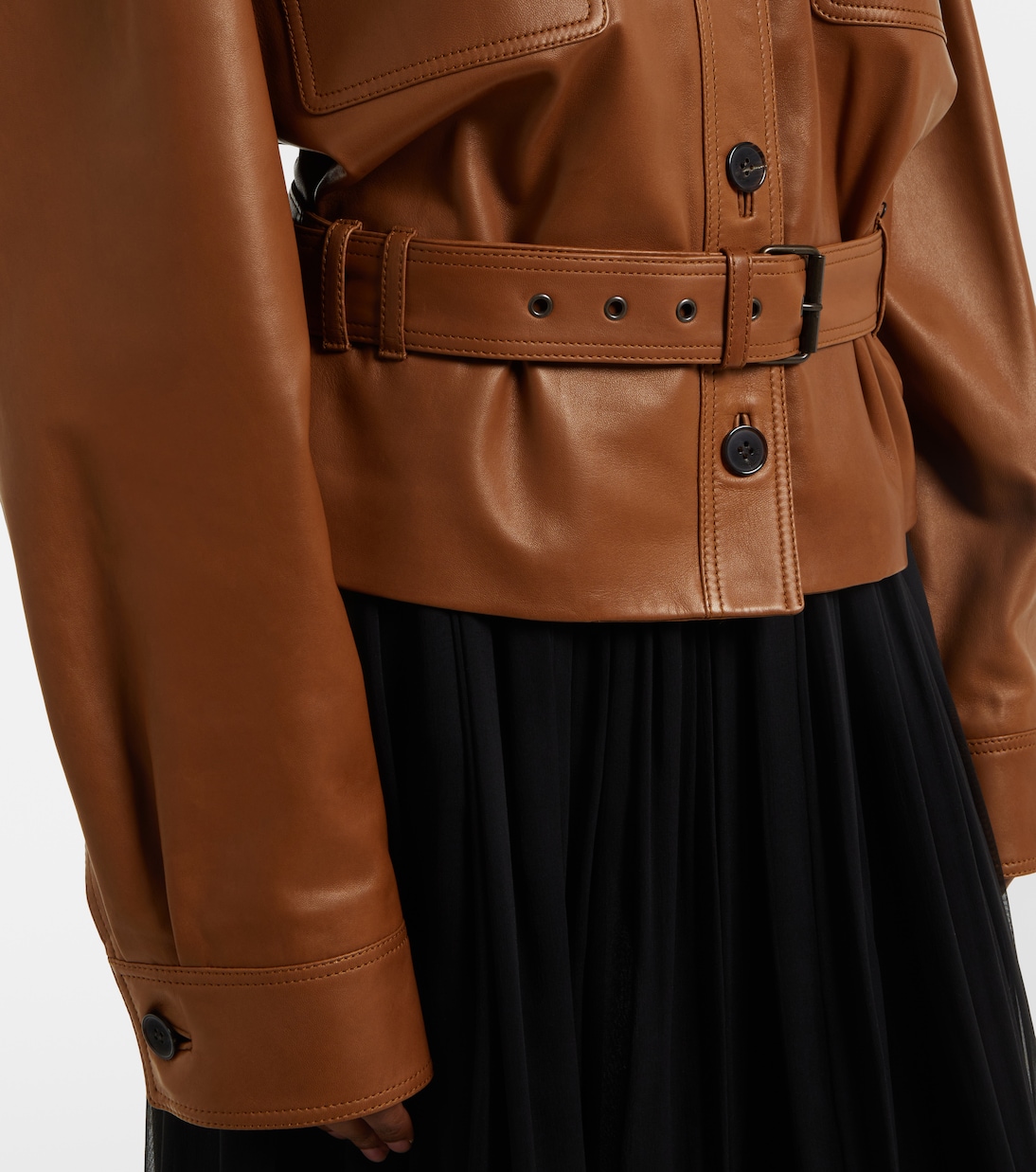 Giacca in pelle Saharienne cropped | Saint Laurent
