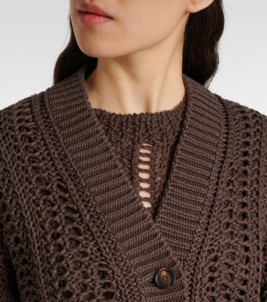 Cardigan in maglia traforata di cotone | Brunello Cucinelli