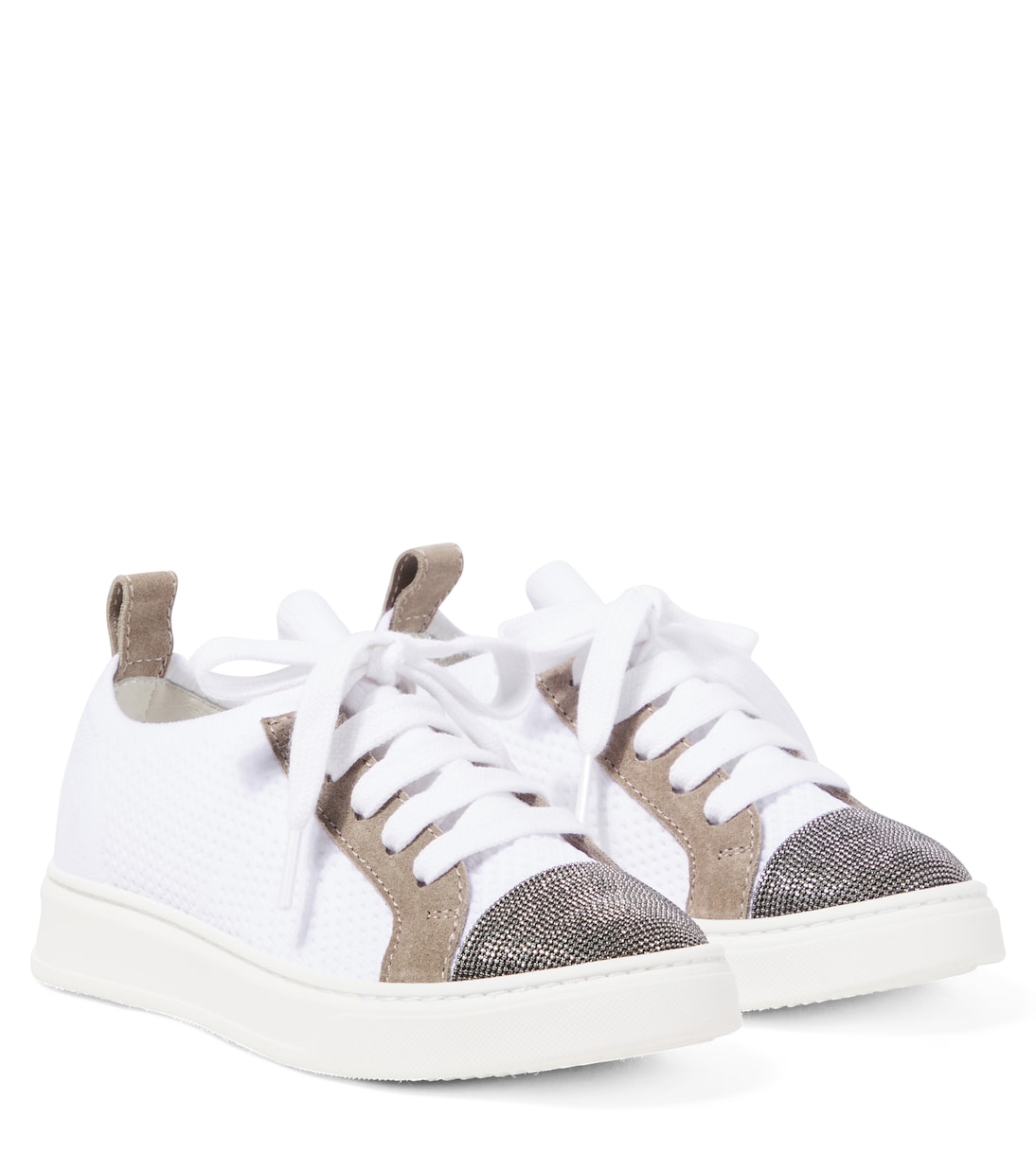 Sneakers in canvas con finiture in pelle | Brunello Cucinelli Kids