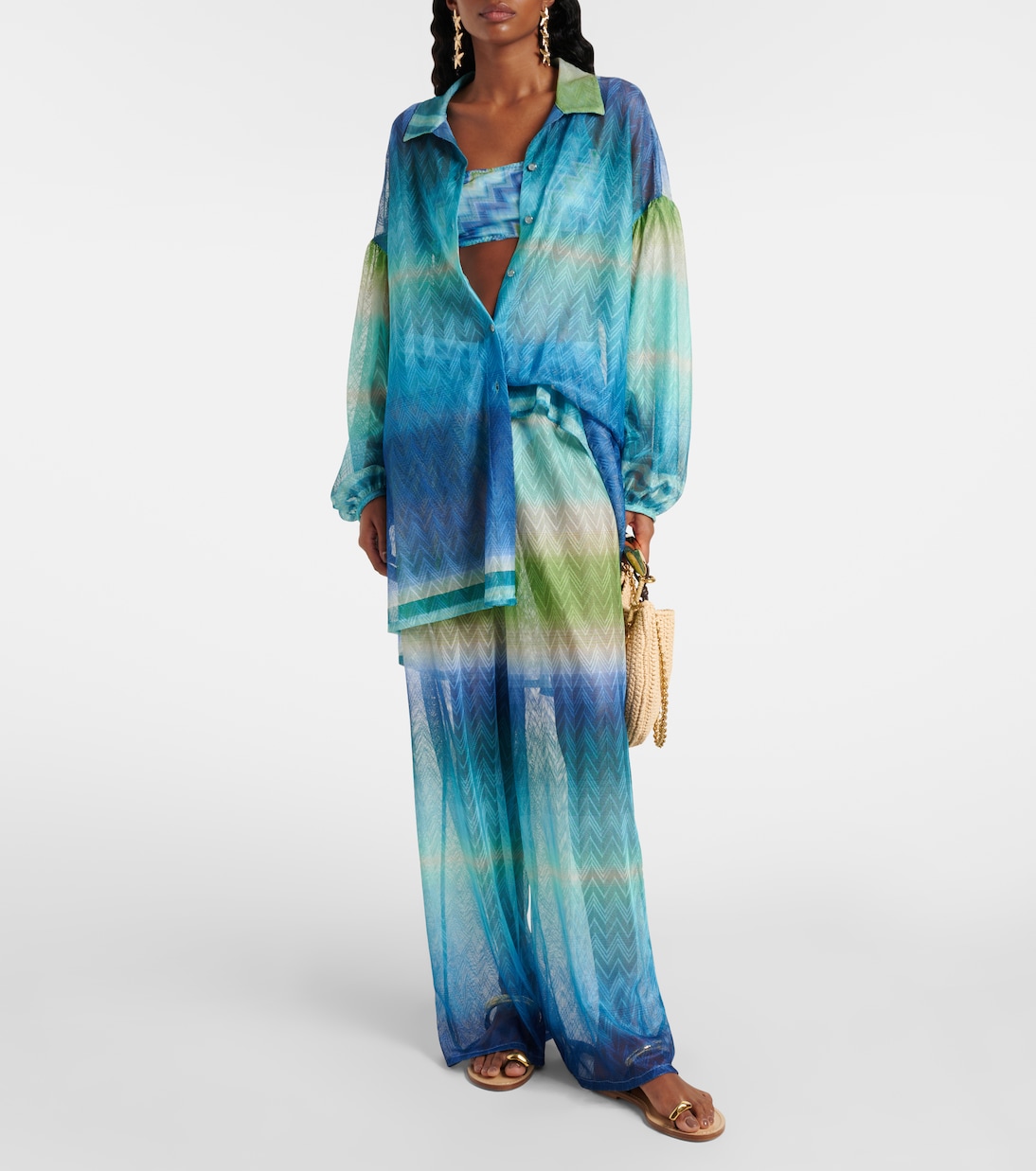 Oversize-Hemd aus Häkelstrick | Missoni