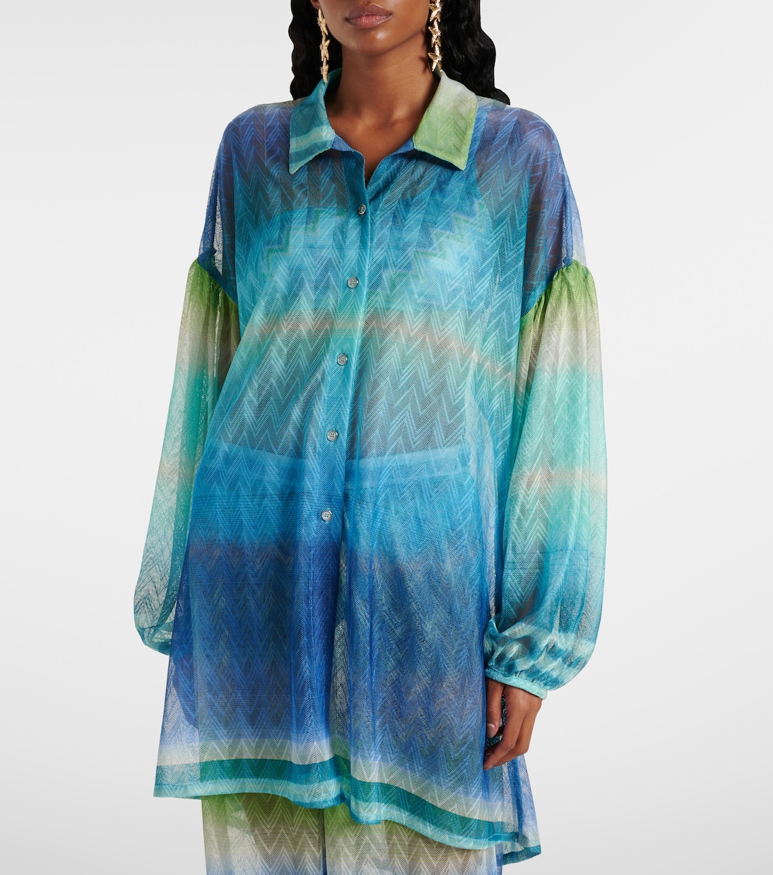 Oversize-Hemd aus Häkelstrick | Missoni