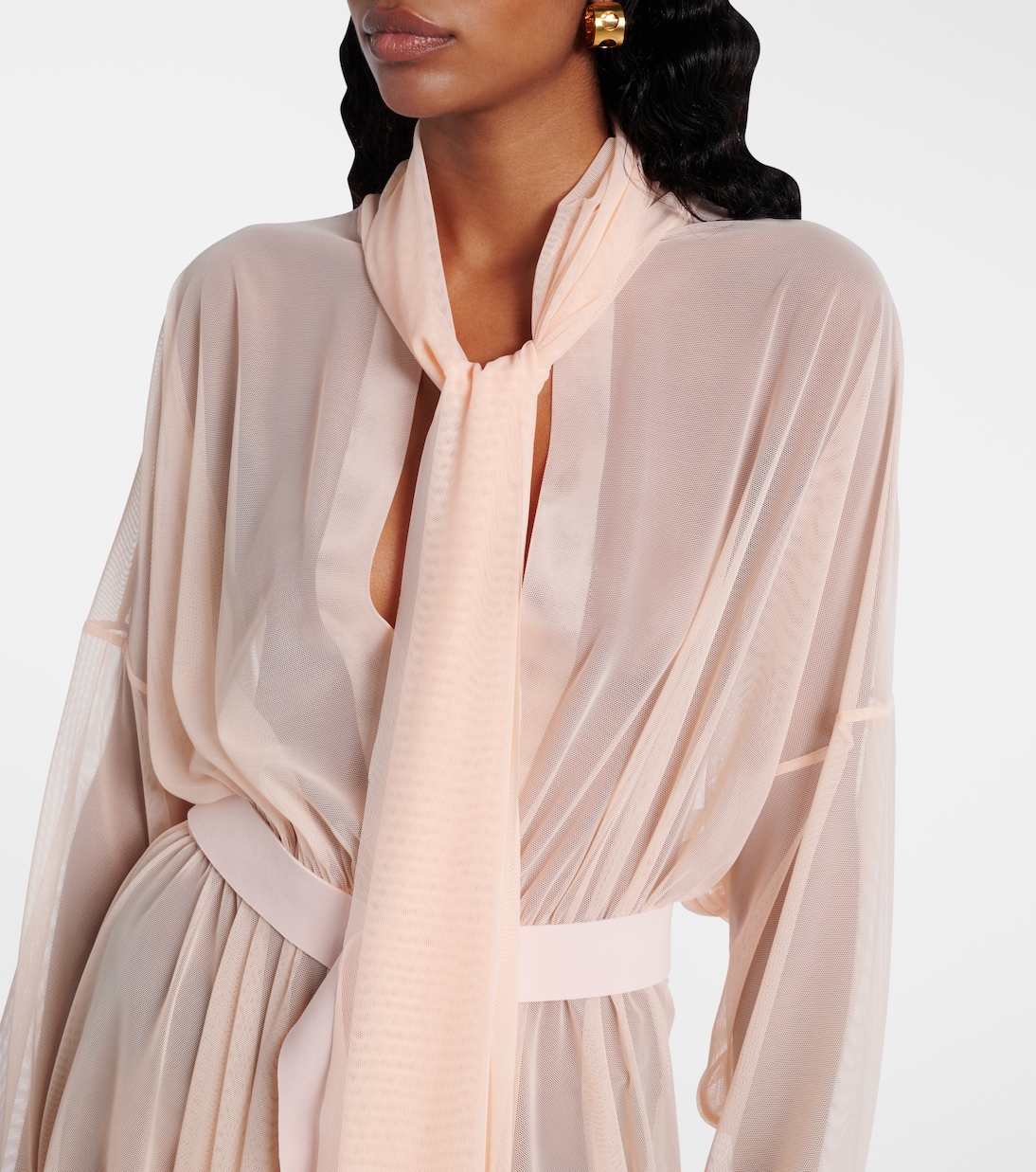 Abito corto in chiffon con fiocco | Norma Kamali