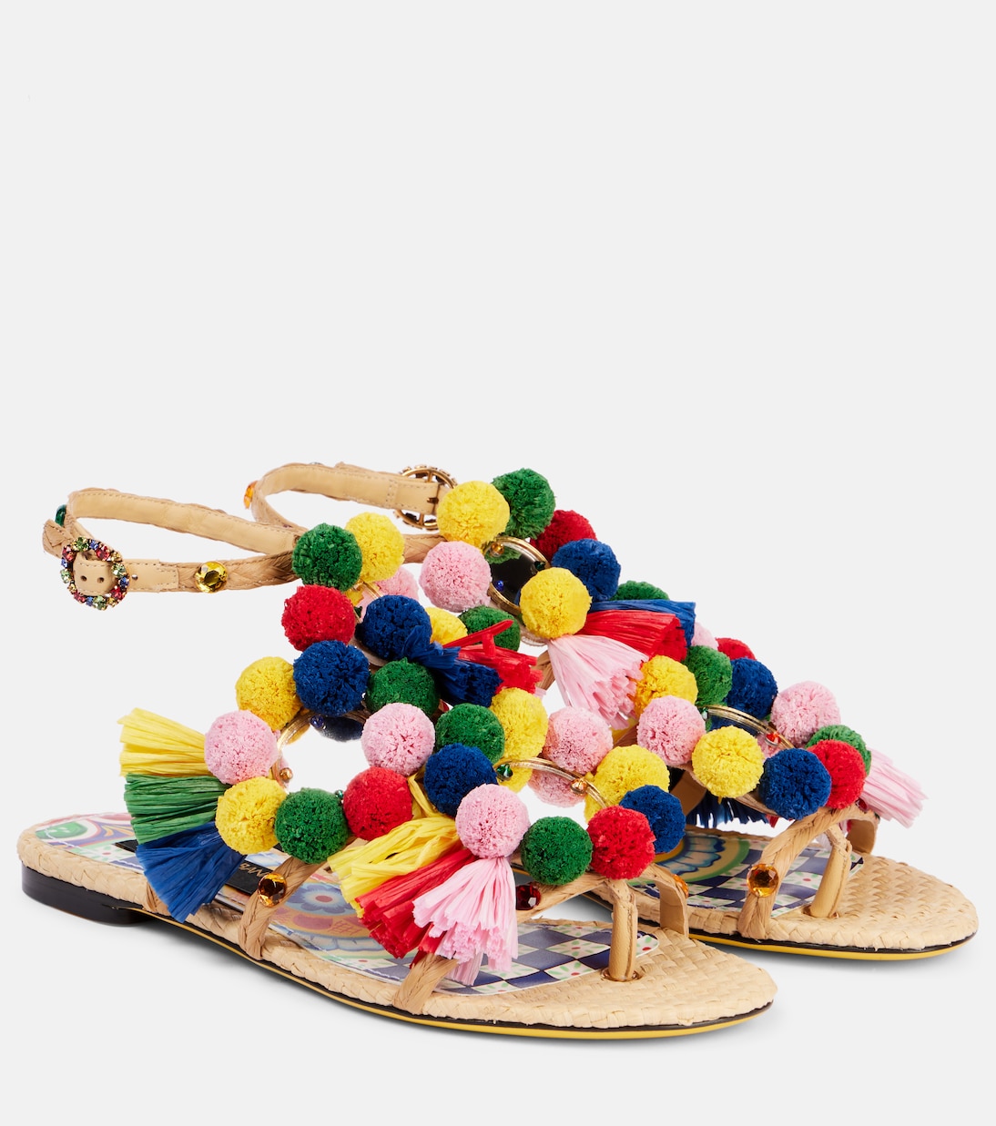 Sandales en raphia à ornements  | Dolce&Gabbana