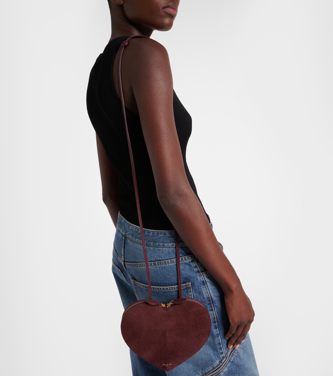 Le Cœur suede shoulder bag | Alaïa
