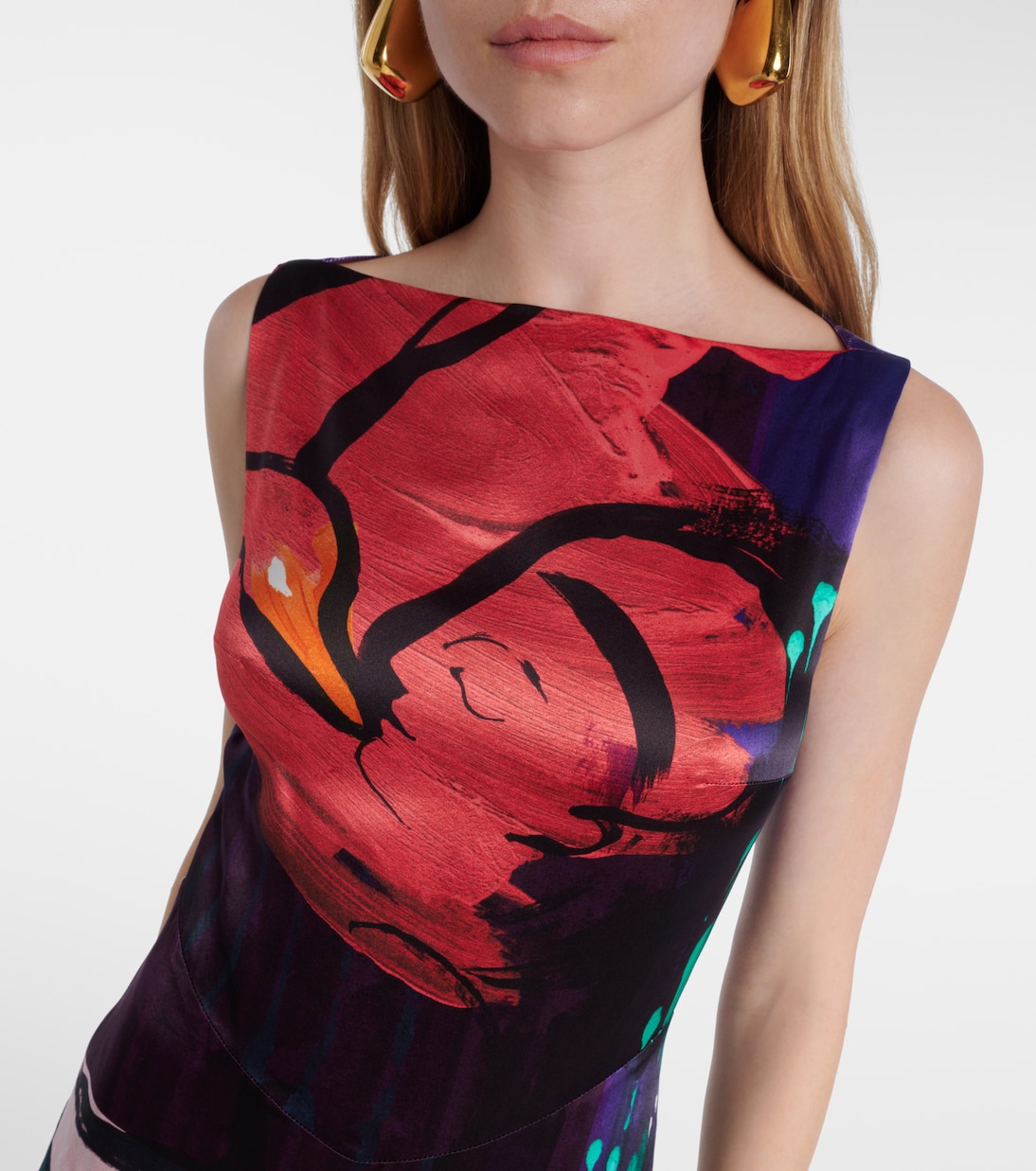 Vestido de fiesta Munir de satén de seda estampado | Roksanda