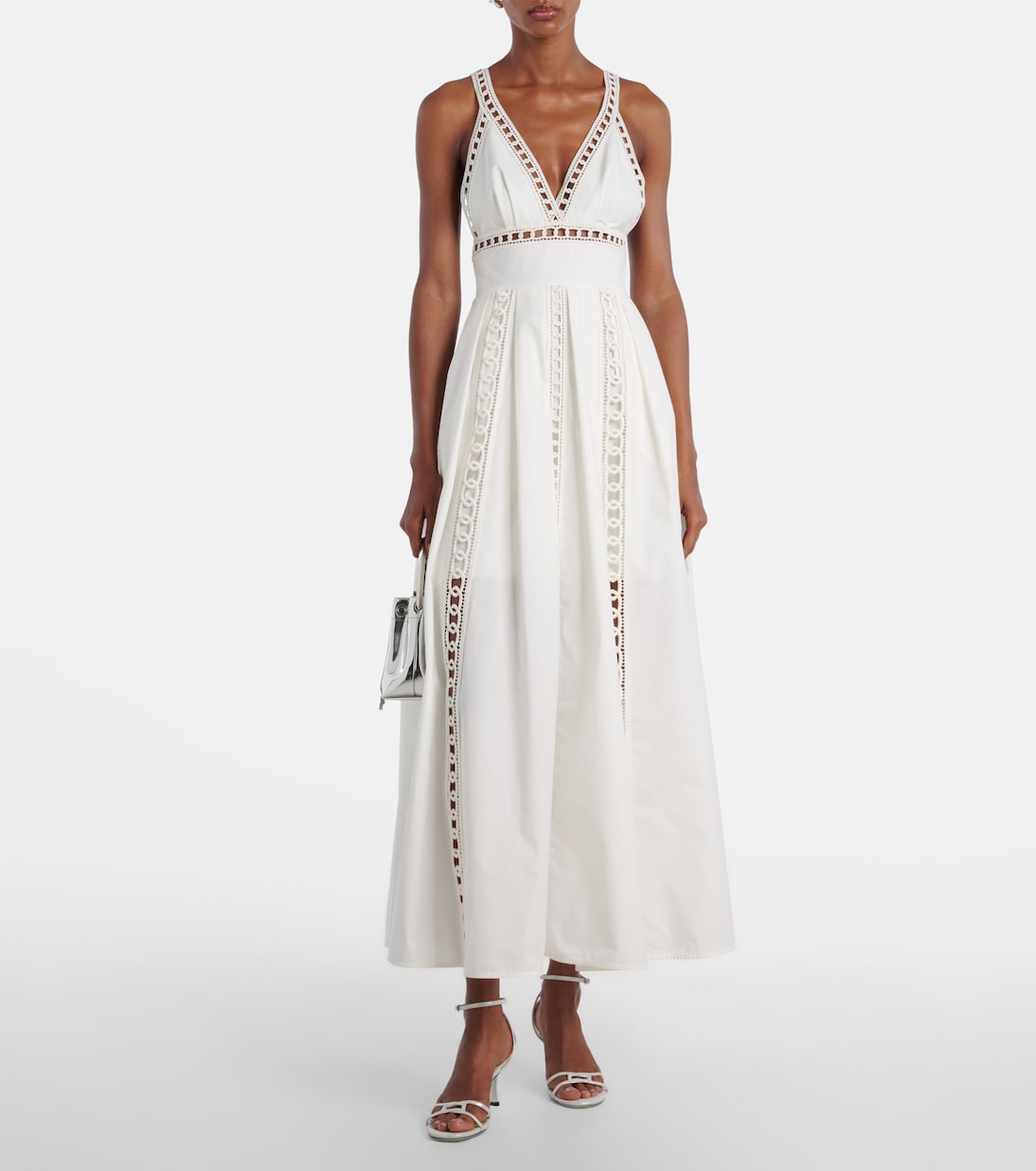 Robe midi brodée en coton mélangé | Elie Saab