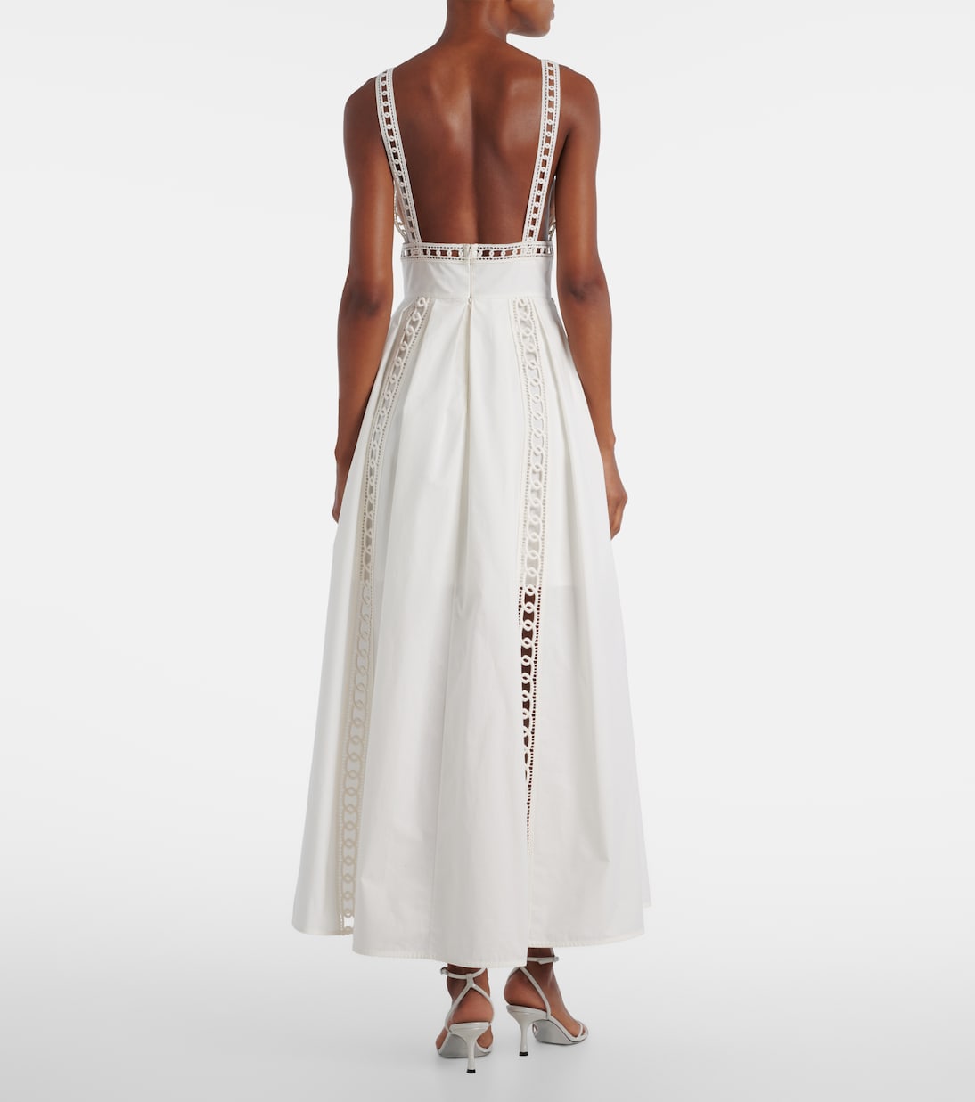 Robe midi brodée en coton mélangé | Elie Saab