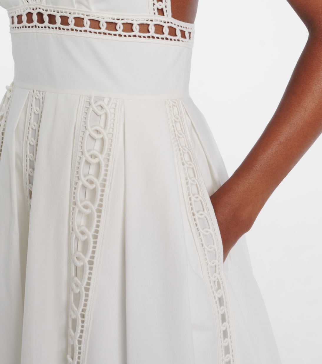 Robe midi brodée en coton mélangé | Elie Saab