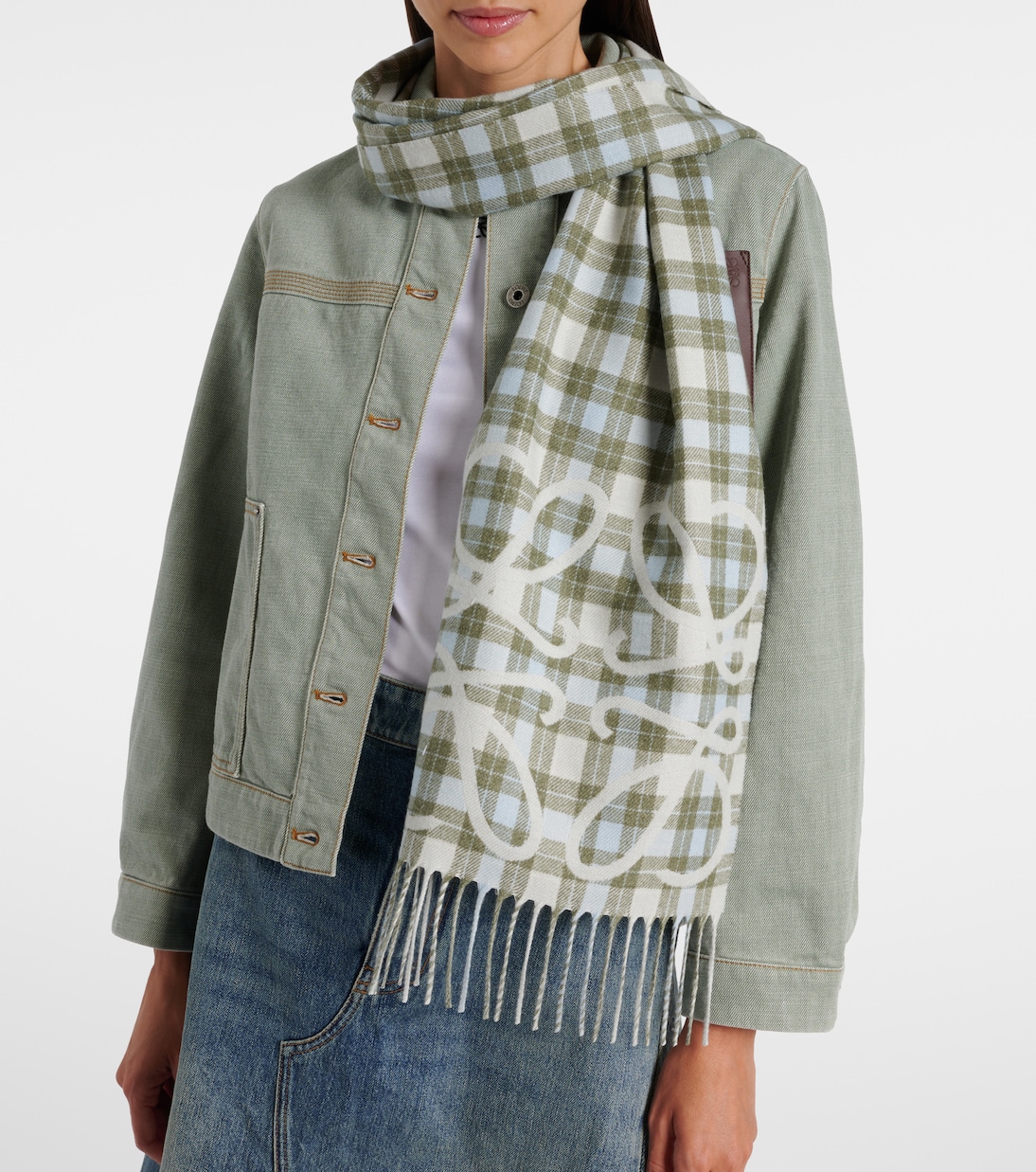 Anagram checked silk and cashmere scarf | Loewe