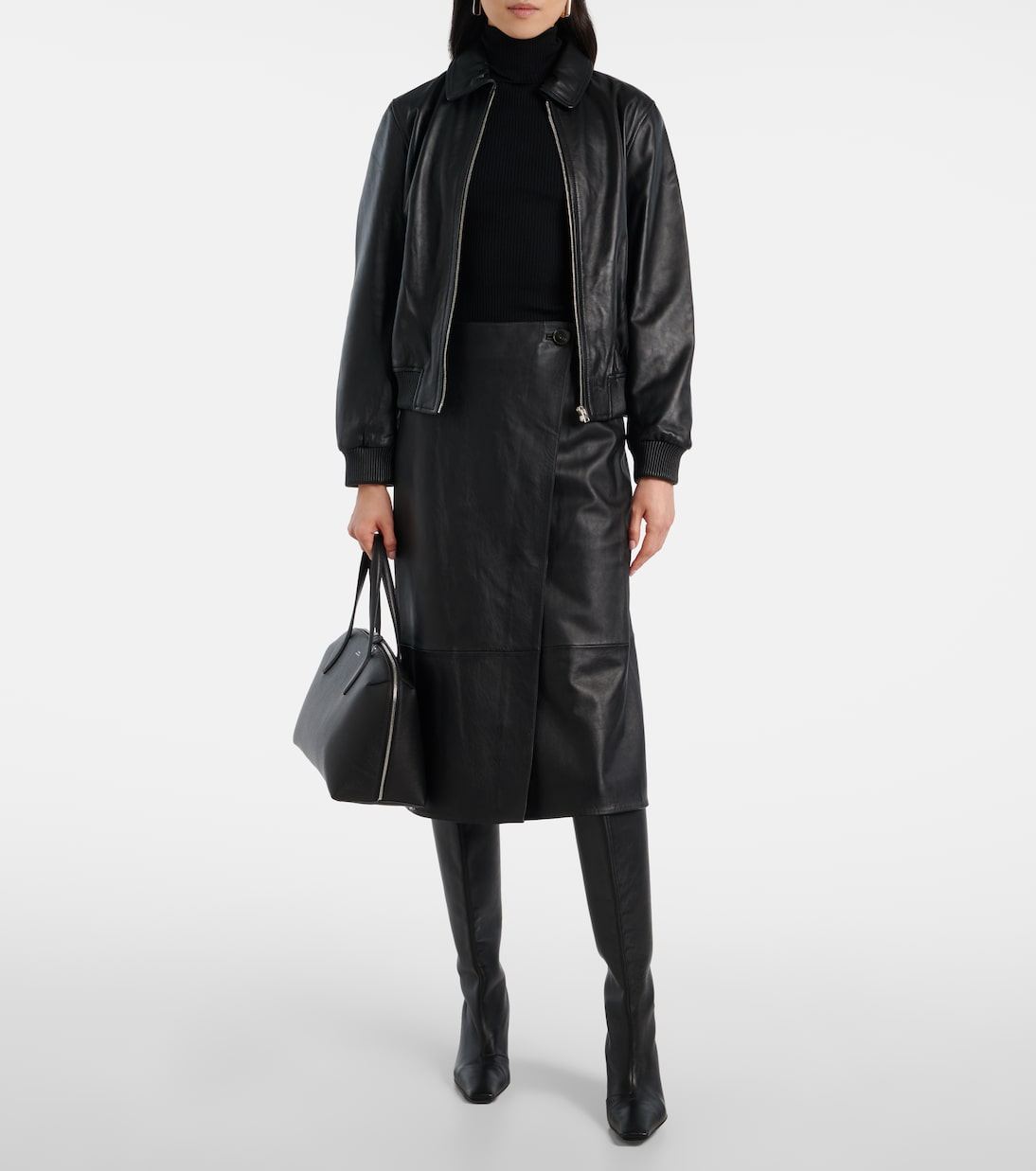 Leather midi skirt | Yves Salomon