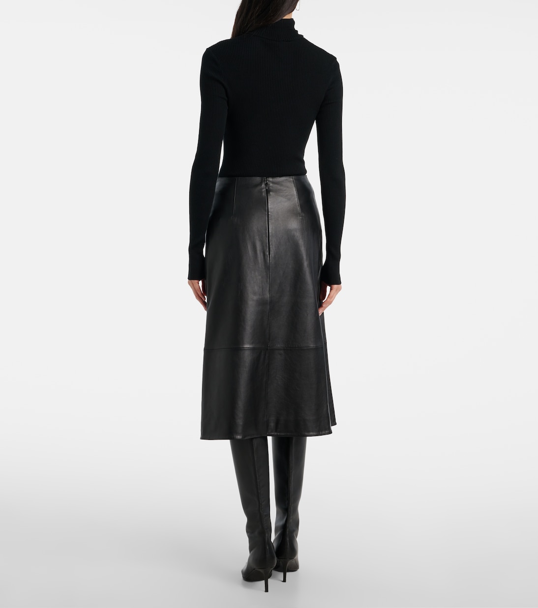 Leather midi skirt | Yves Salomon