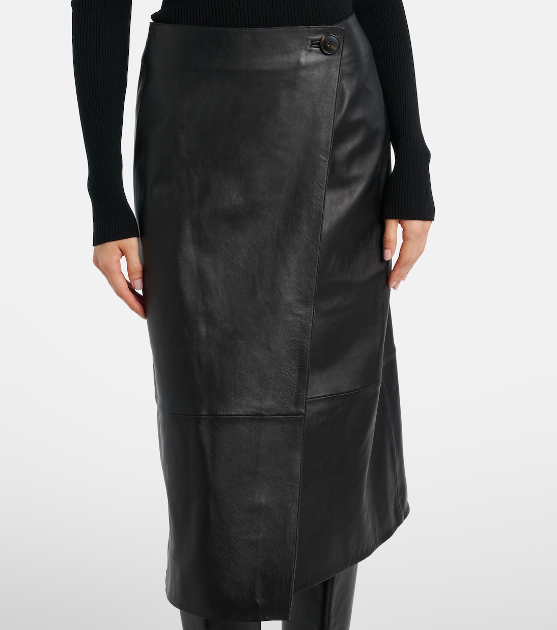 Leather midi skirt | Yves Salomon