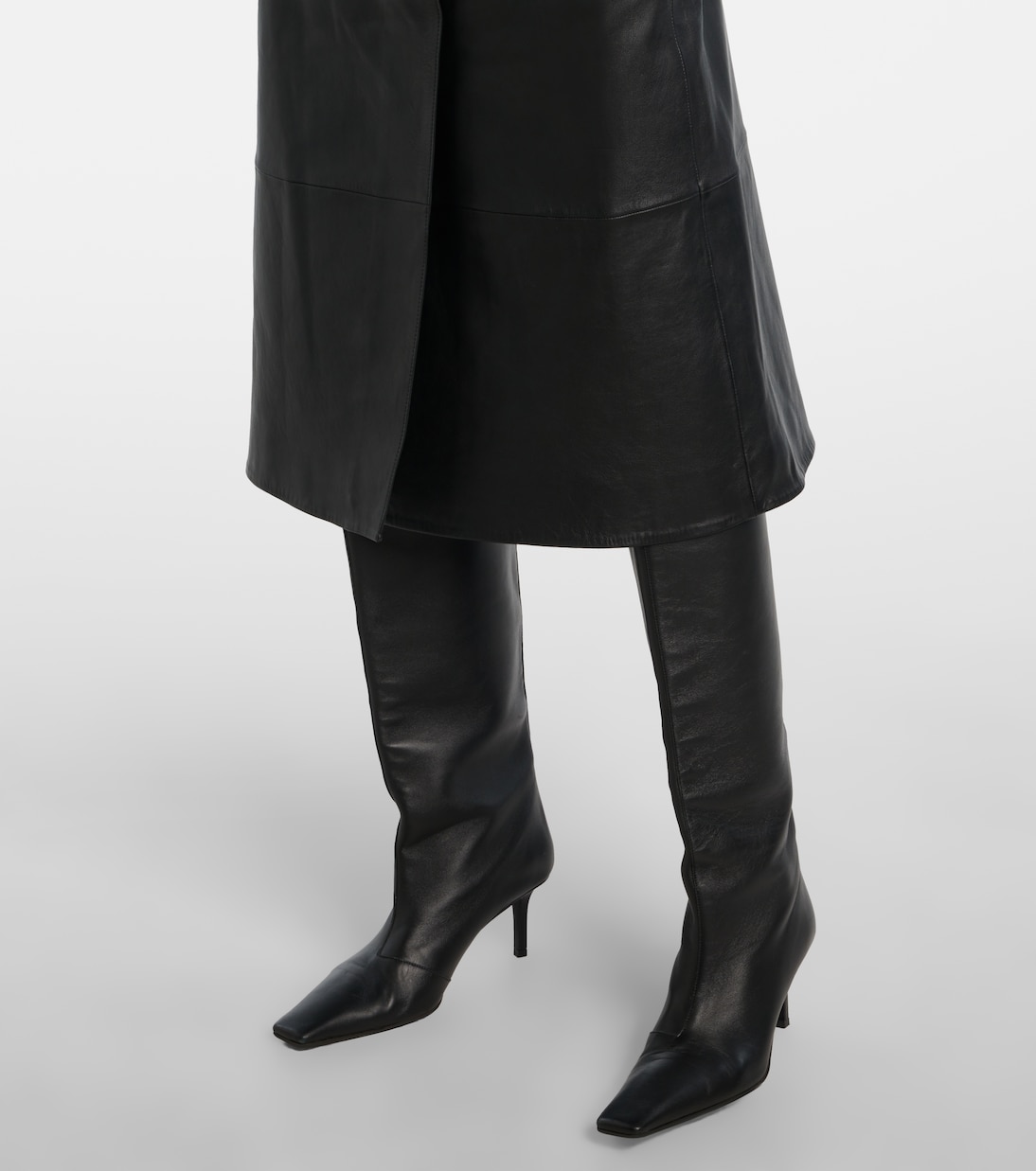 Leather midi skirt | Yves Salomon