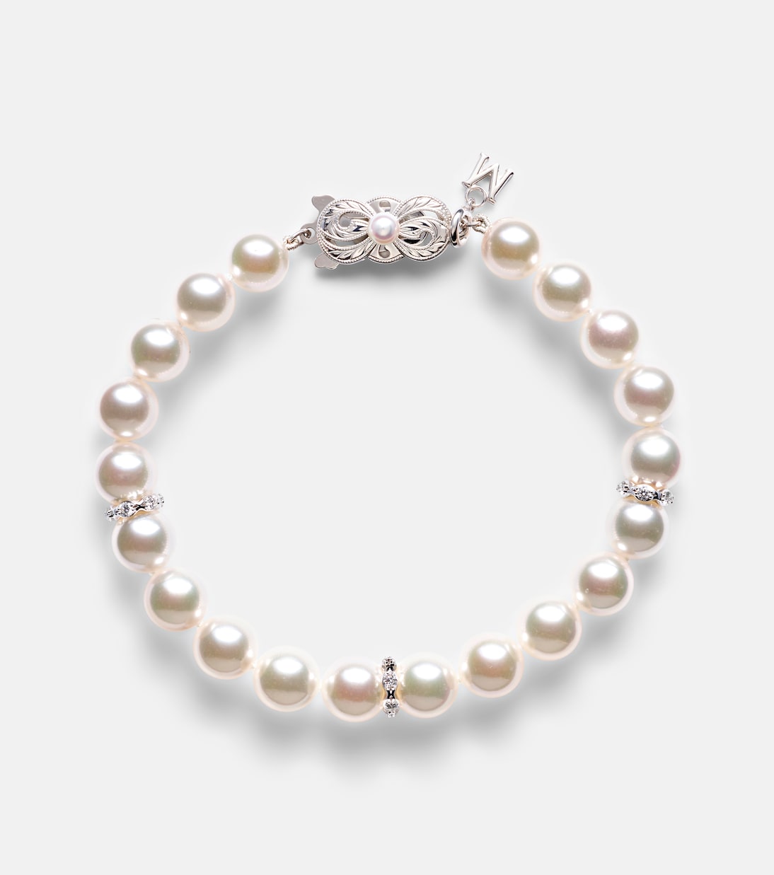 18kt gold bracelet with diamonds and pearls | Mikimoto
