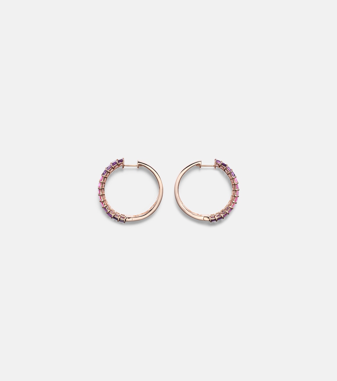 18kt rose gold hoop earrings with sapphires and amethysts | Shay Jewelry