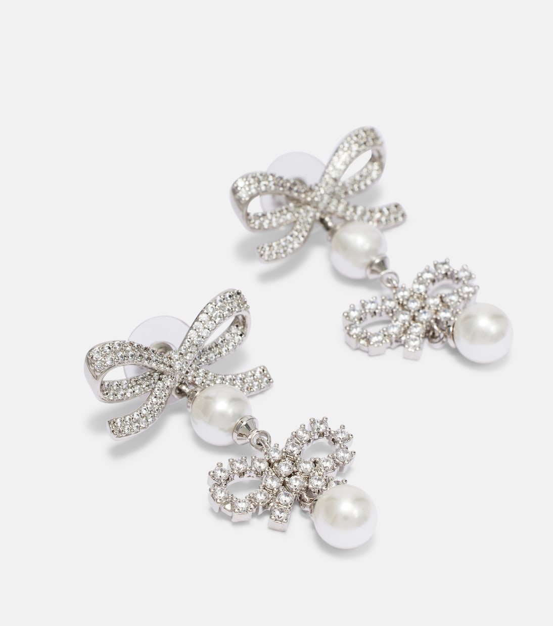 Bow-detail embellished faux pearl earrings | Self-Portrait