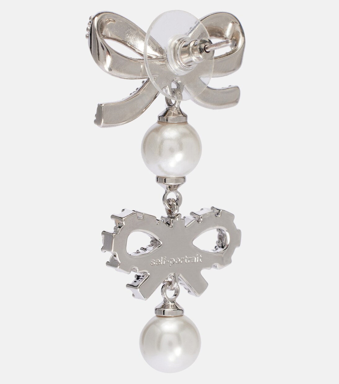 Bow-detail embellished faux pearl earrings | Self-Portrait